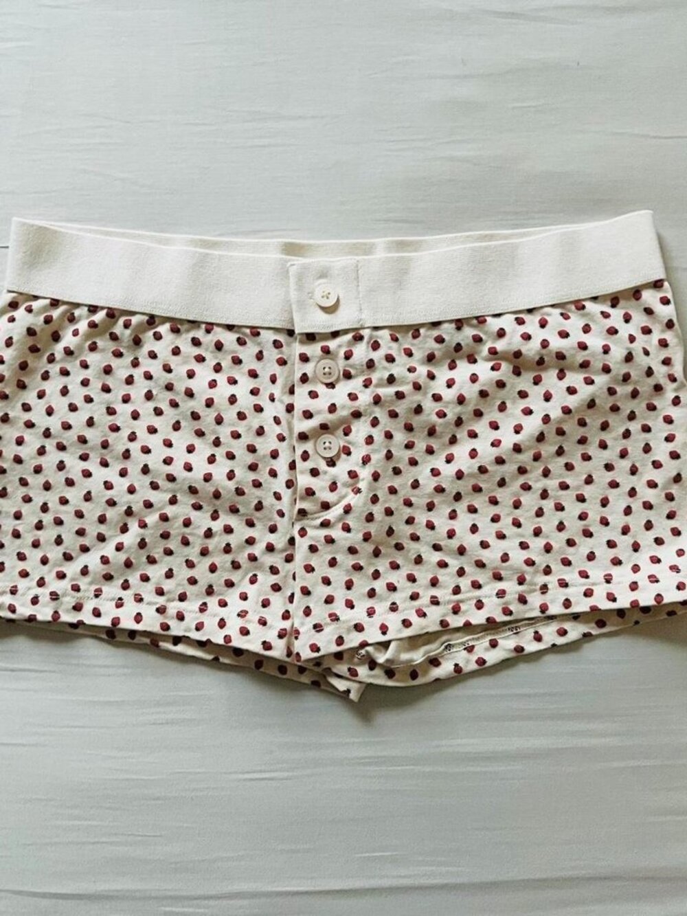BNWT Brandy Melville-John Galt red and green strawberry boy shorts with buttons
